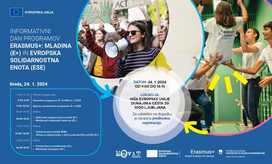 Info dan programov Erasmus+:  Mladina in Evropska solidarnostna enota