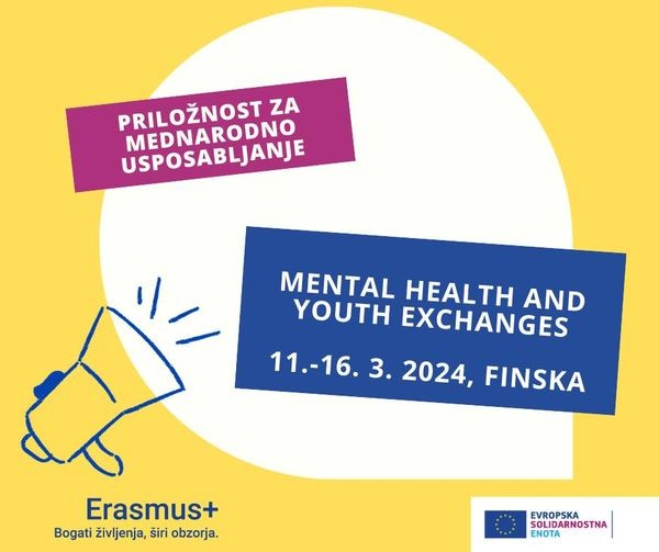 Vabilo k sodelovanju na usposabljanju na področju duševnega zdravja mladih na mladinskih izmenjavah, 11.-16. 3. 2024, Finska