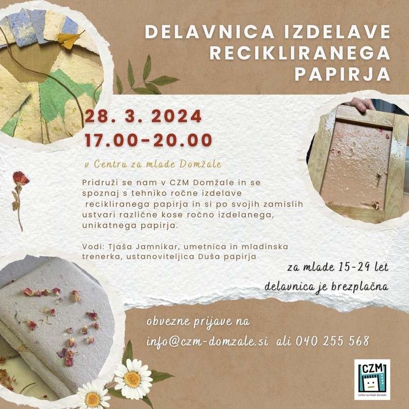 Delavnica izdelave recikliranega papirja