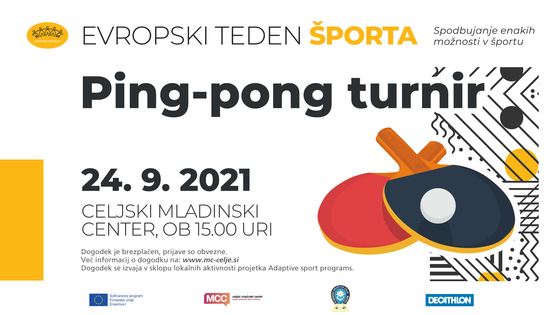 Evropski teden športa: Ping pong turnir v MCC