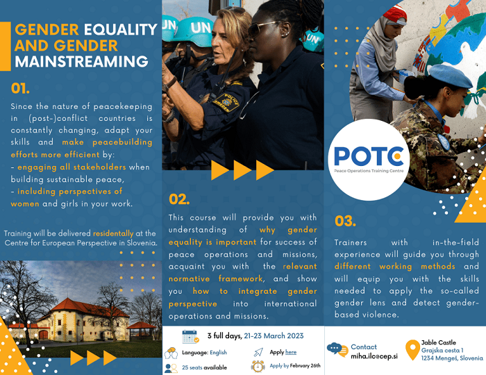 Usposabljanje na temo enakosti spolov v mirovnih operacijah in misijah